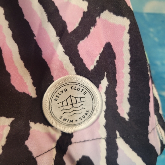 Brooklyn Cloth NWOT Multicolor 2‎ Pc Set Swim Trunks & Camp Shirt Mens Size L - Picture 6 of 11